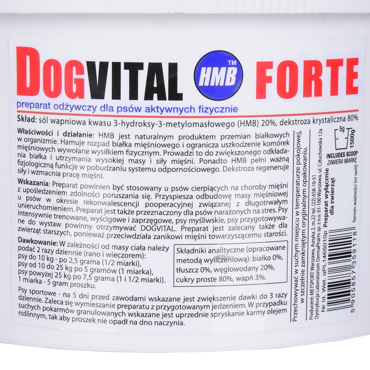 Vitamīni Dr Seidel Dog Vital HMB Nutritious Supplement, 1.5 kg