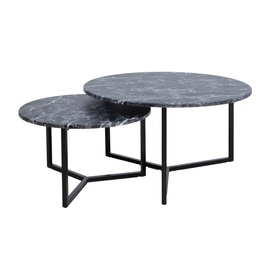 Kafijas galdiņu komplekts Home4you Akira, melna/tumši pelēka, 60 - 80 cm x 80 cm x 37 - 45 cm