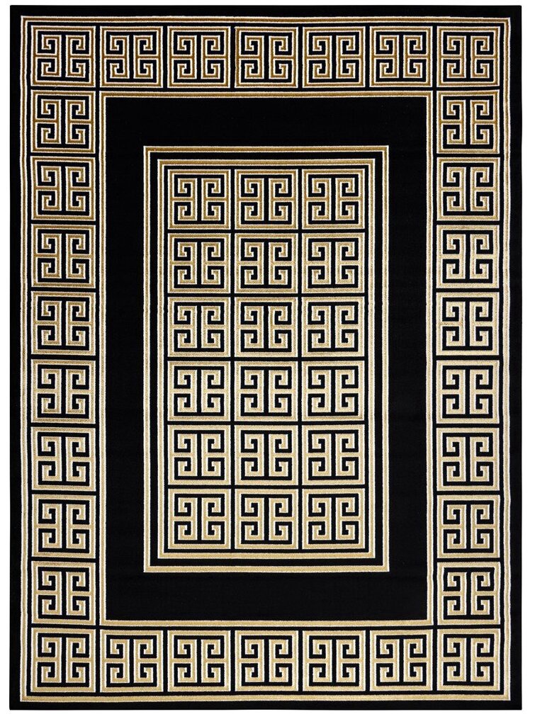 Ковровая дорожка Hakano Mosse Greek 2, золотой/черный, 250 см x 70 см