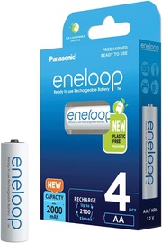 Uzlādējamās baterijas Panasonic Eneloop, AA, 2000 mAh, 4 gab.