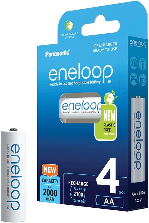 Uzlādējamās baterijas Panasonic Eneloop, AA, 2000 mAh, 4 gab.