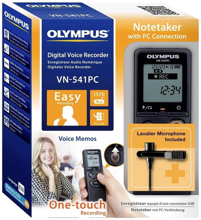 Diktofons Olympus VN-541PC, melna, 4 GB