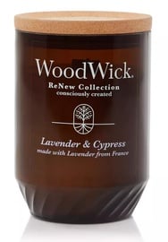 Svece, aromātiskā WoodWick ReNew Large Lavender & Cypress, 60 - 120 h, 368 g, 130 mm