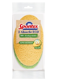 Губка для чистки Spontex Absorb+, зеленый/oранжевый, 2 шт.