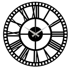 Pulkstenis Wallity Metal Wall Clock, melna, metāls, 48 cm x 1.5 cm, 48 cm