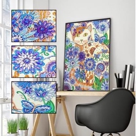 Mozaīka Norimpex Mandala 7D White Cat In Cornflower 1006637, daudzkrāsains