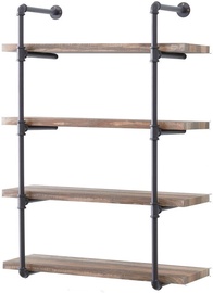 Sienas plaukts Kalune Design BoruRaf106, melna/valriekstu, 60 cm x 14 cm x 70 cm