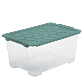 Коробка для вещей Rotho, 44 л, прозрачный/зеленый, 58.3 x 39.2 x 27.7 см