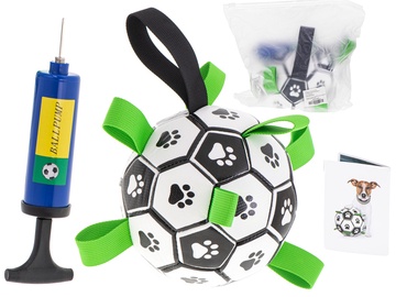 Rotaļlieta sunim Ball On Leash, balta/melna/zaļa
