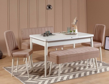 Обеденный комплект Kalune Design Vina 0900 - 4, белый/коричневый
