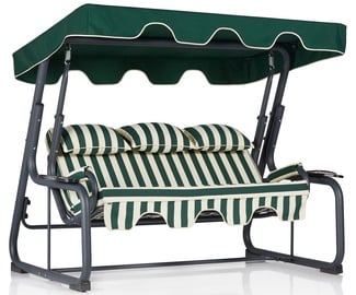 Lauko sūpynės Kalune Design Vitis, baltos/juodos/žalios, 110 cm x 200 cm x 165 cm