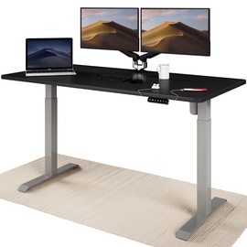 Galds regulējams augstums Desktronic HOME ONE, melna/pelēka