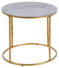 Kafijas galdiņš Bolton A1, zelta/balta, 50 cm x 50 cm x 44 cm