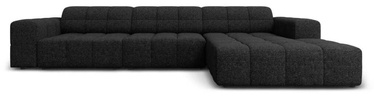 Stūra dīvāns Micadoni Home Jennifer Chenille, melna, labais, 284 x 166 cm x 70 cm