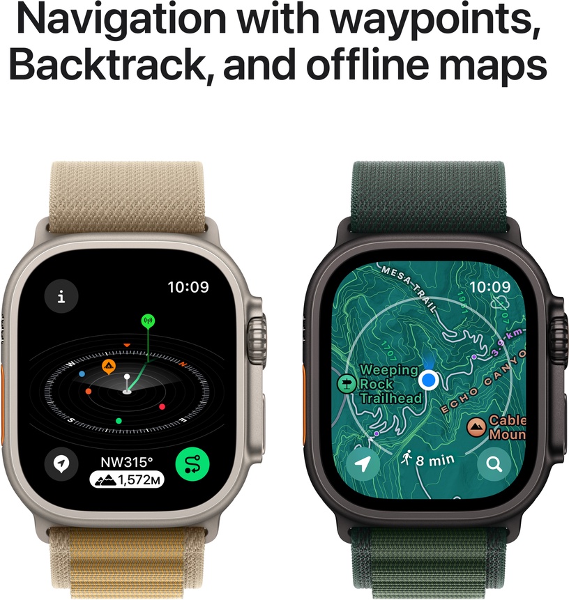 Viedais pulkstenis Apple Watch Ultra 2 GPS + Cellular 49mm Navy Ocean Band LV/EE, natural titanium
