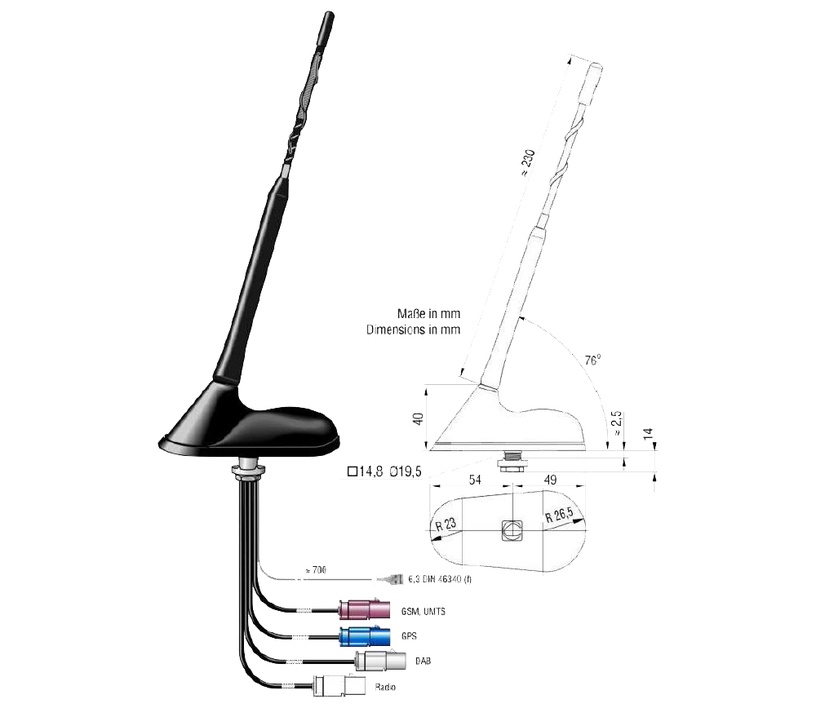 Антенна Blaupunkt Roof Mount Antenna, внешняя, черный