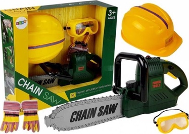 Rotaļu meistara instruments, zāģis Lean Toys Chainsaw, dzeltena/zaļa