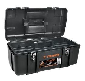 Ящик для инструментов Truper 10380, 50.8 см x 25.4 см x 26.7 см, черный/oранжевый