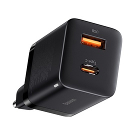 Telefona lādētājs Baseus CCSUPP-E01, USB/USB-C, melna, 30 W