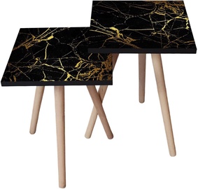 Набор журнальных столиков Kalune Design 2SHP184, золотой/черный, 350 мм x 350 мм x 470 мм