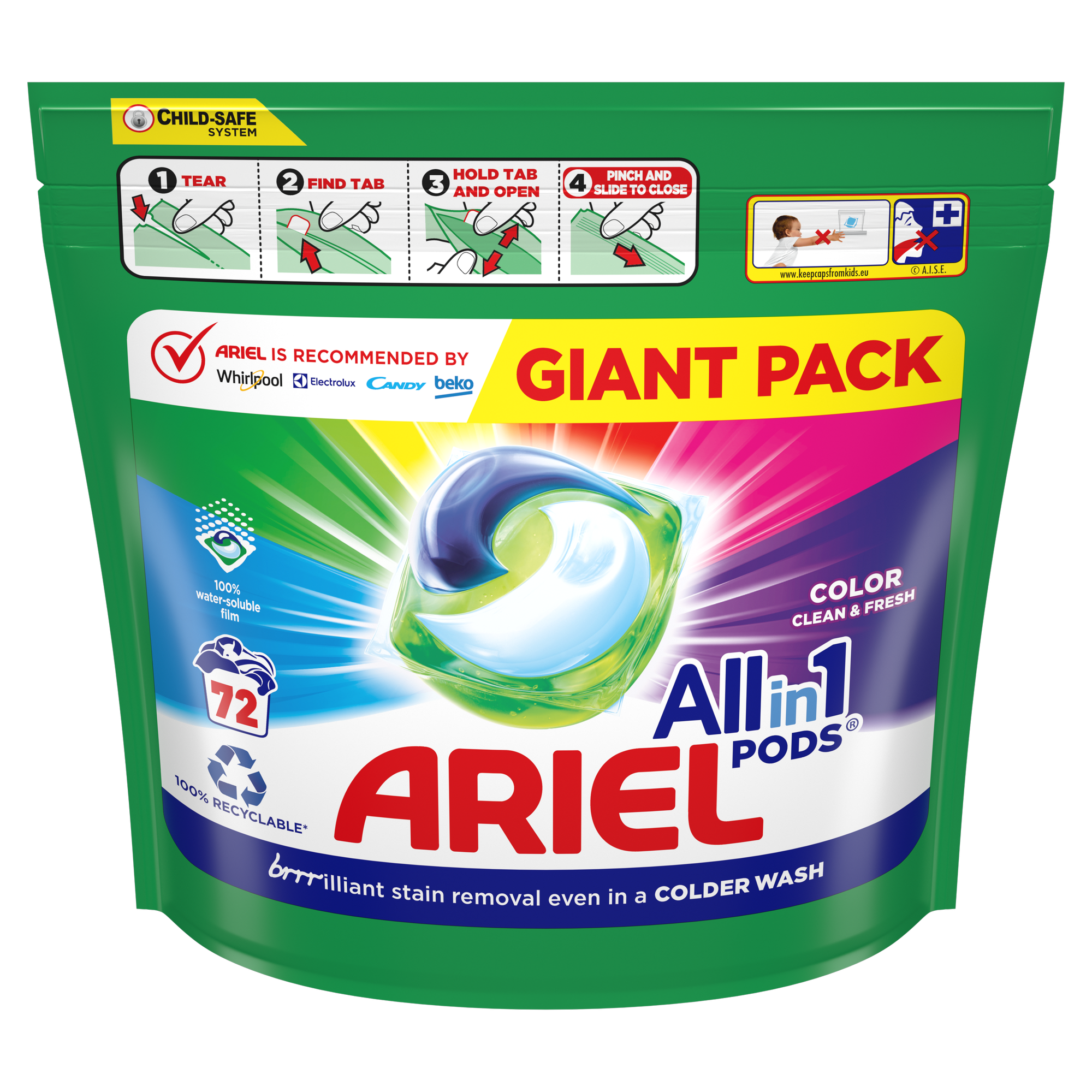 Капсулы для стирки Ariel All-in-1 PODS Colour, 72 шт. - 1a.lt