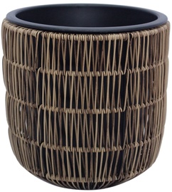 Puķu pods Home4you Wicker 38095, plastmasa/metāls, Ø 27 cm, gaiši brūna