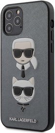 Чехол Karl Lagerfeld Saffiano K&C Heads Case, Apple iPhone 12/Apple iPhone 12 Pro, серебристый