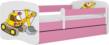 Детская кровать одноместная Kocot Kids Babydreams Digger, белый/розовый, 164 x 90 см, c ящиком для постельного белья