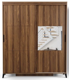 Spinta Kalune Design Pasific Home Fuga 180, riešuto, 180 cm x 60 cm x 216 cm, su veidrodžiu