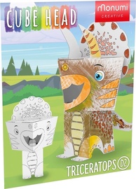 Papīra figūru izgatavošanas komplekts Monumi Cube Head Triceratops 487095, balta