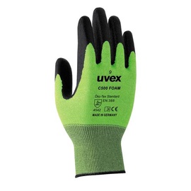 Рабочие перчатки устойчивый к порезам Uvex C500, полиамид, зеленый/антрацитовый, 8