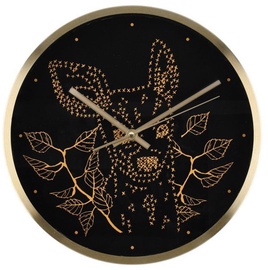 Pulkstenis Ivana Helsinki Bambi, zelta/melna, plastmasa, 30 cm x 30 cm