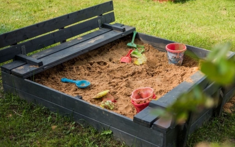 Песочница 4IQ Sandbox PS140IMPR, 140 x 140 см, с крышкой, коричневый