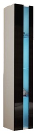 Vitrina Vigo New 180, balta/juoda, 40 cm x 30 cm x 180 cm