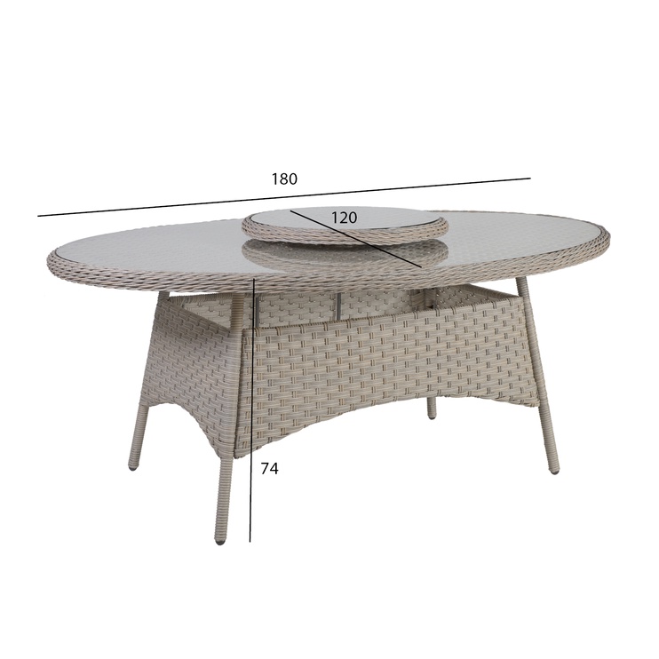 Садовый стол Home4you Pacific, серый/бежевый, 180 см x 120 см x 74 см