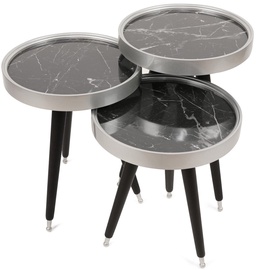 Журнальный столик Kalune Design Wing, серебристый/черный, 390 мм x 390 мм x 585 - 605 мм