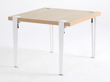 Kafijas galdiņš Kalune Design Halicheron, balta/koka, 60 cm x 60 cm x 45 cm