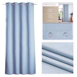 Nakts aizkari AmeliaHome Clear, balta/tumši zila, 140 cm x 250 cm