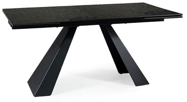 Pusdienu galds izvelkams Salvadore Melted Glass, melna/pelēka, 160 - 240 cm x 90 cm x 76 cm