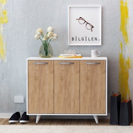 Skapītis Kalune Design Multi Purpose Piffa, balta/ozola, 35 cm x 100 cm x 82 cm