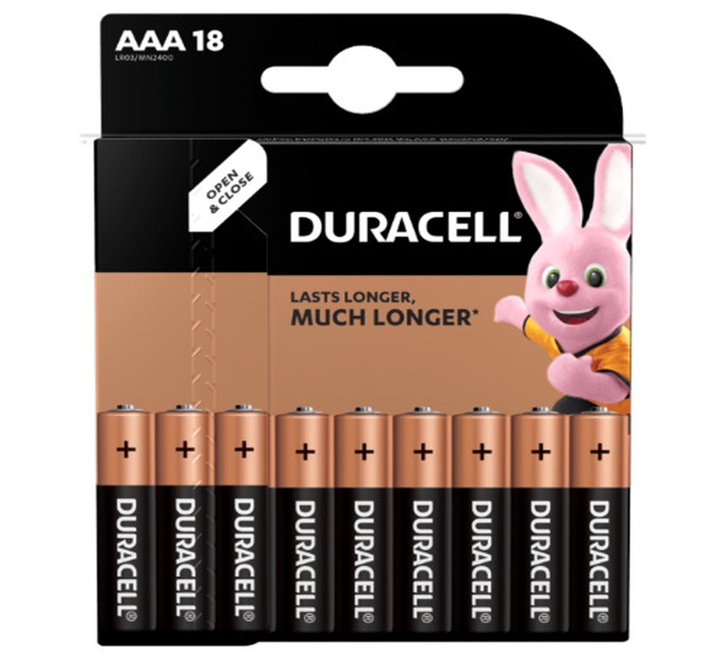 Baterijas Duracell DURB080, AAA, 1.5 V, 18 gab.