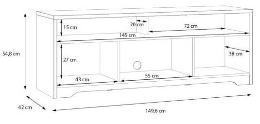 TV-laud Forte Joadakis, tamm, 42 cm x 149.6 cm x 54.8 cm