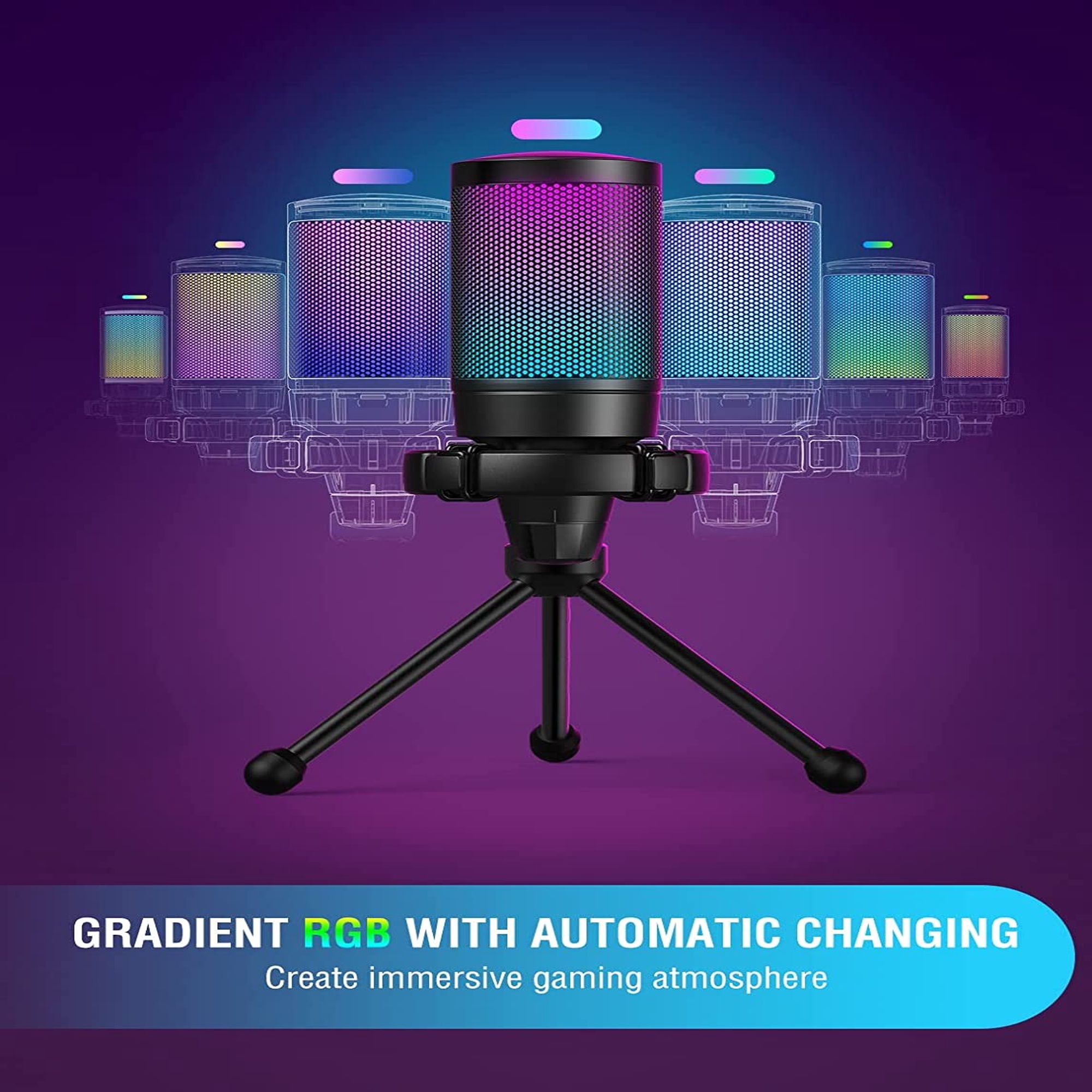Mikrofonas Fifine A6V RGB, juoda - 1a.lt
