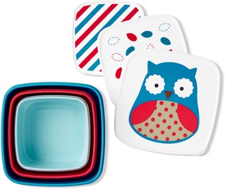 Пищевой контейнер SkipHop Zoo Snack Box Set Owl, 3 г., пластик, 3 шт., синий/белый/красный