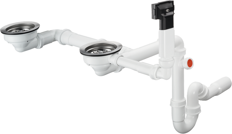 Сифон для умывальника Hansgrohe Manual waste & Overflow Set D17-10, белый/хромовый