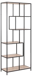 Põrandariiul Seaford Bookcase, must/tamm, 77 cm x 35 cm x 185 cm