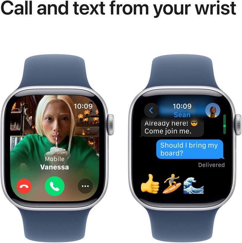 Viedais pulkstenis Apple Watch Series 10 GPS 42mm Case Denim Sport Band S/M, silver aluminium