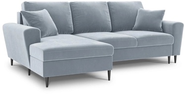 Stūra dīvāns Micadoni Home Moghan Velvet 4 Seats, gaiši zila, kreisais, 241 x 145 cm x 88 cm