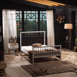 Кровать Kalune Design Breeze, 120 x 200 cm, коричневый/белый, с решеткой
