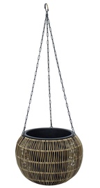Karināmais puķu pods Home4you Wicker 38116, plastmasa/metāls, 570 mm, Ø 210 mm, brūna